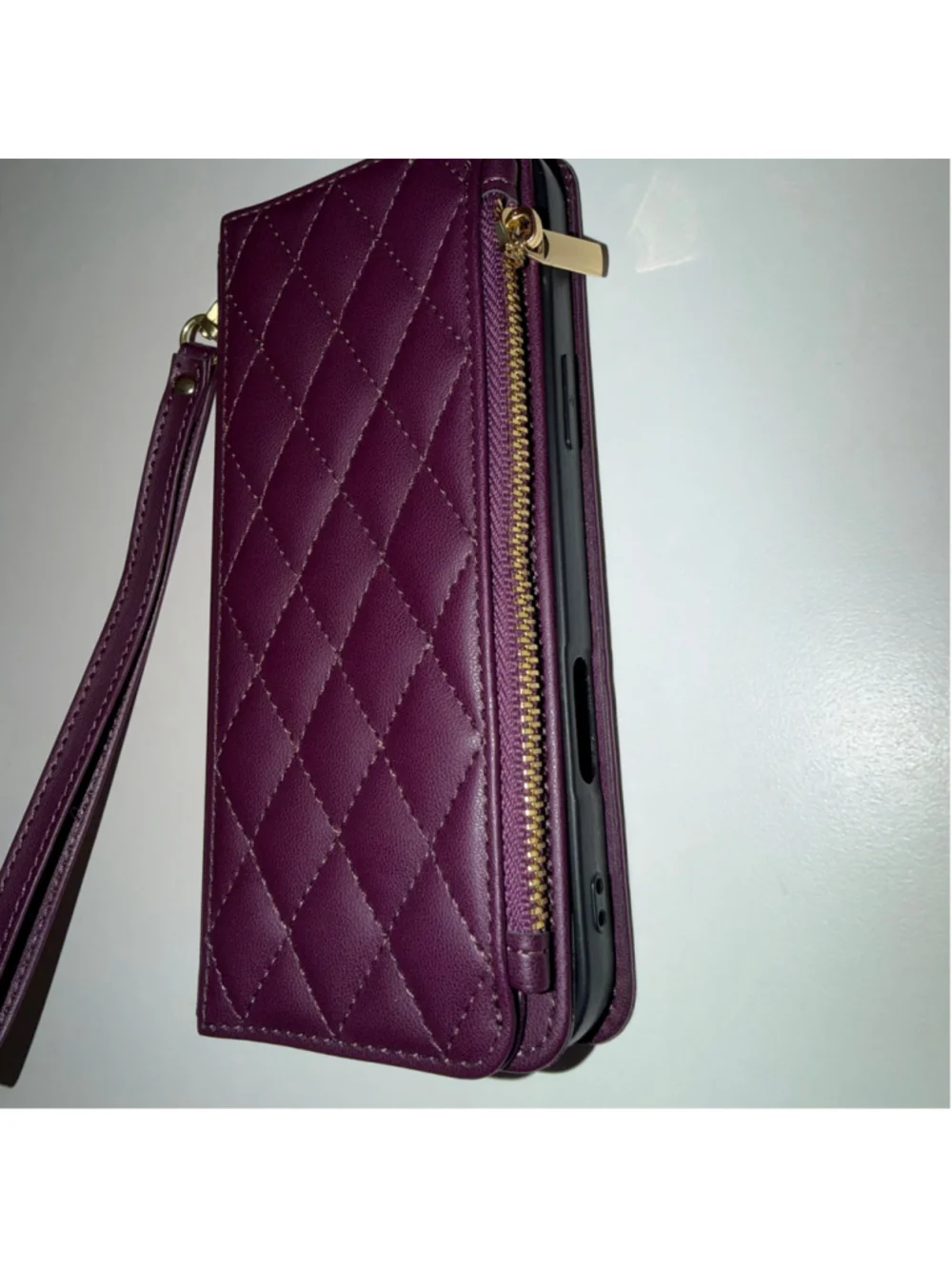 iPhone 16 pro max Quilted Wallet folio wallet phone Case Purple Gold